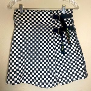 Checkerboard Skirt + Shorts (Skort), skater girl style, black and white, size m